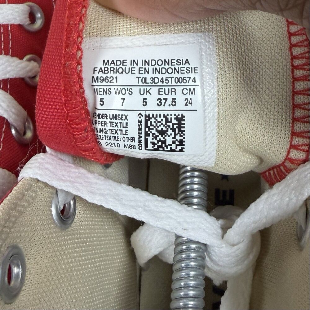 Converse Chuck Taylor All Star Hi Red Canvas Sneakers M9621 Sz Men’s 5 Women’s 7 - Picture 6 of 6
